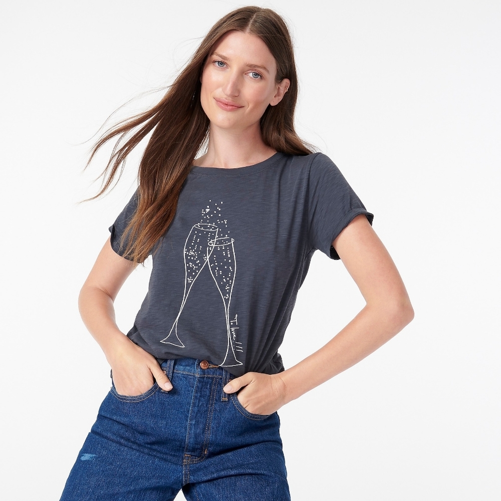 New! J. Crew Sz XS Vintage Cotton Champagne Gray tee t-shirt Top NWT